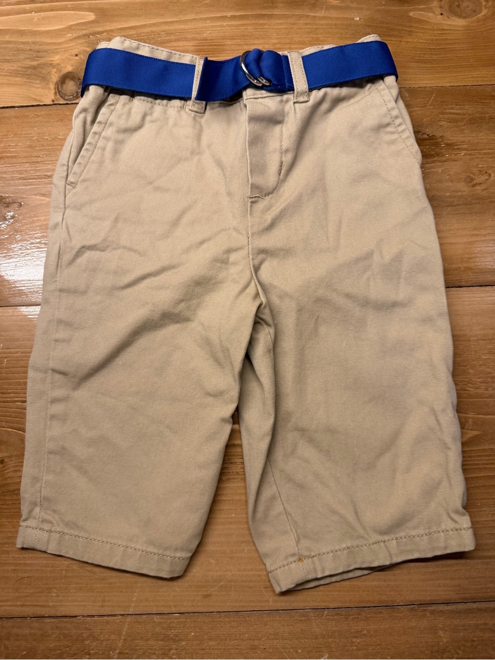 Ralph Lauren Khaki Shorts with Royal Blue Belt Kids 6 months